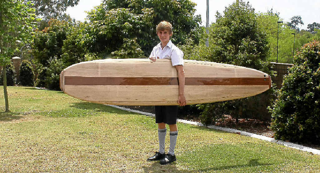 HAND CRAFTED: Nick Mitchell with his Year 10 project. HAND CRAFTED: Nick Mitchell with his Year 10 project.